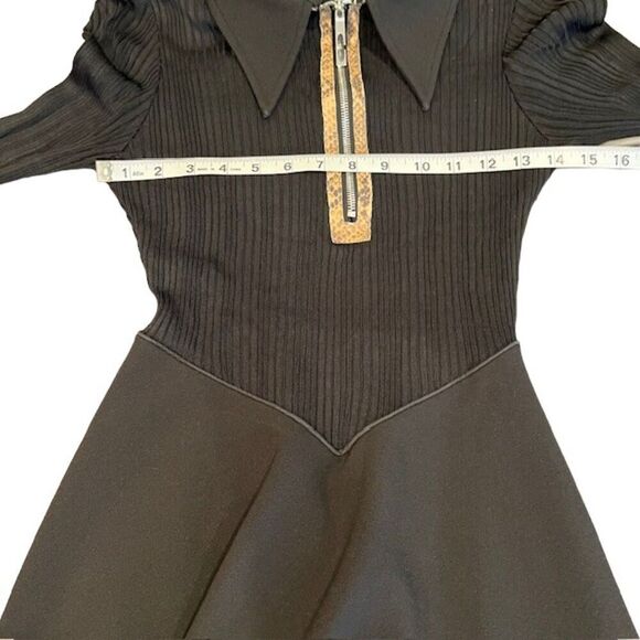 Ellery Calabasas Zip Front Snake Panel Black Dress Full Skirt Size 2 - Picture 11 of 16